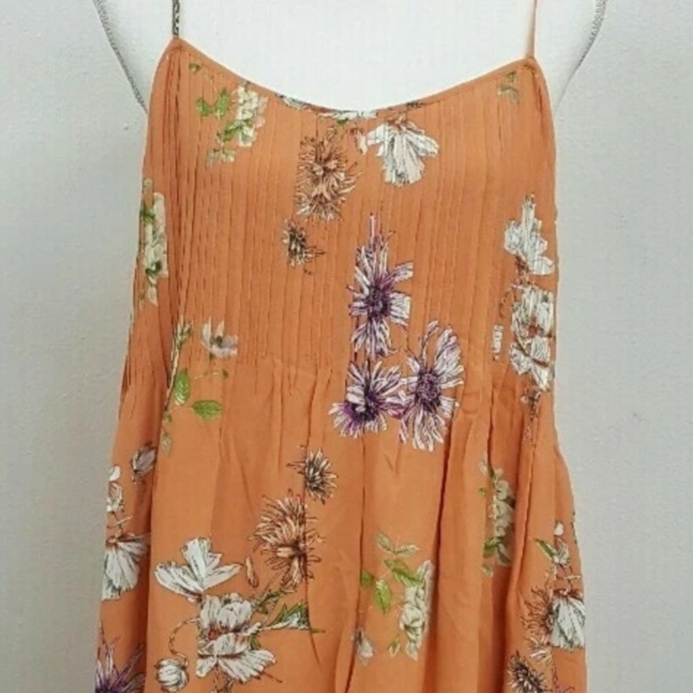 Floral Orange Spaghetti Strap Dress
